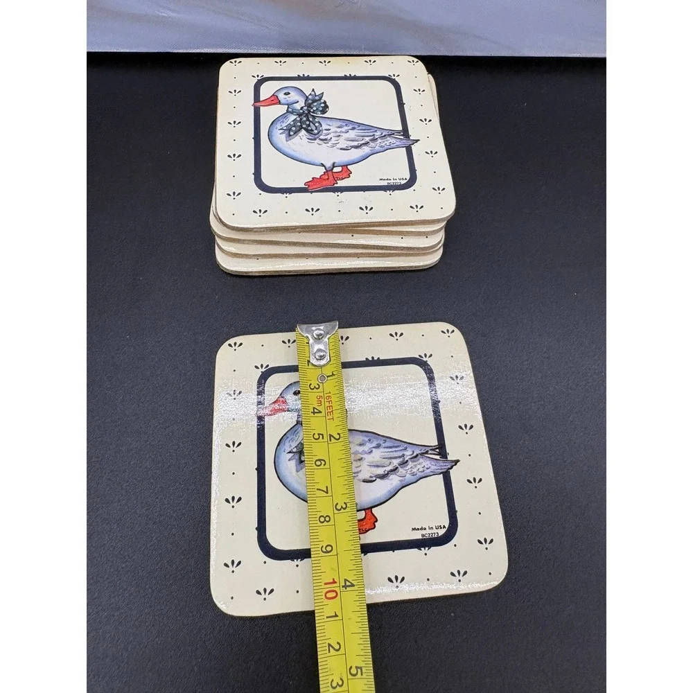 Vtg 1980's Cork Backed Country Goose Coasters Cottage Granny Core